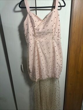 SHEIN Pink Beaded Two-Piece Wedding Dress